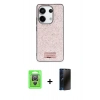 MARSİLYAN™- Redmi Note 13 Pro 4G Kılıf Vadi Klasik Serisi - Siyah 3D Antistatik Hayalet Cam Ekran Koruyucu + Raze Metal Kamera Lens - GS