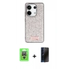 MARSİLYAN™- Redmi Note 13 Pro 4G Kılıf Vadi Klasik Serisi - Siyah 3D Antistatik Hayalet Cam Ekran Koruyucu + Raze Metal Kamera Lens - GS