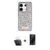 MARSİLYAN™- Redmi Note 13 Pro 4G Kılıf Vadi Klasik Serisi - Siyah 3D Antistatik Hayalet Cam Ekran Koruyucu + Şeffaf Kamera Lens Koruma Cam