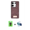 MARSİLYAN™- Redmi Note 13 Pro 4G Kılıf Vadi Klasik Serisi - Siyah 3D Antistatik Seramik Nano Ekran Koruyucu + Raze Metal Kamera Lens - SH