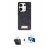 MARSİLYAN™- Redmi Note 13 Pro 4G Kılıf Vadi Klasik Serisi - Siyah 3D Antistatik Seramik Nano Ekran Koruyucu + Kamera Lens Koruma Cam - SF