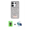 MARSİLYAN™- Redmi Note 13 Pro 4G Kılıf Vadi Klasik Serisi - Siyah 3D Antistatik Seramik Nano Ekran Koruyucu + Raze Metal Kamera Lens - SH
