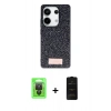 MARSİLYAN™- Redmi Note 13 Pro 4G Kılıf Vadi Klasik Serisi - Siyah 6D Antistatik Mat Seramik Hayalet Nano Ekran Koruyucu + Raze Metal Kamera Lens - SH