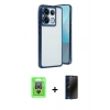 MARSİLYAN™- Redmi Note 13 Pro 4G Kılıf Vadi Minimal - Siyah 3D Antistatik Hayalet Cam Ekran Koruyucu + Raze Metal Kamera Lens - GS