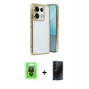 MARSİLYAN™- Redmi Note 13 Pro 4G Kılıf Vadi Minimal - Siyah 3D Antistatik Hayalet Cam Ekran Koruyucu + Raze Metal Kamera Lens - SH