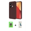 MARSİLYAN™- Redmi Note 13 Pro 4G Kılıf Yankı Yansıma Özel Seri - Şeffaf Pasifik Cam Ekran Koruyucu + Gümüş Raze Metal Kamera Lens