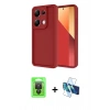 MARSİLYAN™- Redmi Note 13 Pro 4G Kılıf Yankı Yansıma Özel Seri - Siyah 3D Antistatik Cam Ekran Koruyucu + Raze Metal Kamera Lens - SH