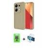 MARSİLYAN™- Redmi Note 13 Pro 4G Kılıf Yankı Yansıma Özel Seri - Siyah 3D Antistatik Cam Ekran Koruyucu + Raze Metal Kamera Lens - GS