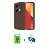 MARSİLYAN™- Redmi Note 13 Pro 4G Kılıf Yankı Yansıma Özel Seri - Siyah 3D Antistatik Cam Ekran Koruyucu + Raze Metal Kamera Lens - GS