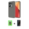 MARSİLYAN™- Redmi Note 13 Pro 4G Kılıf Yankı Yansıma Özel Seri - Siyah 3D Antistatik Hayalet Cam Ekran Koruyucu + Raze Metal Kamera Lens - GS