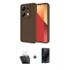 MARSİLYAN™- Redmi Note 13 Pro 4G Kılıf Yankı Yansıma Özel Seri - Siyah 3D Antistatik Hayalet Cam Ekran Koruyucu + Kamera Lens Koruma Cam - SF
