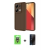 MARSİLYAN™- Redmi Note 13 Pro 4G Kılıf Yankı Yansıma Özel Seri - Siyah 3D Antistatik Hayalet Cam Ekran Koruyucu + Raze Metal Kamera Lens - GS