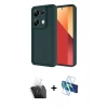 MARSİLYAN™- Redmi Note 13 Pro 4G Kılıf Yankı Yansıma Özel Seri - Siyah 3D Antistatik Seramik Nano Ekran Koruyucu + Kamera Lens Koruma Cam - SF