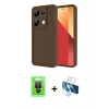 MARSİLYAN™- Redmi Note 13 Pro 4G Kılıf Yankı Yansıma Özel Seri - Siyah 3D Antistatik Seramik Nano Ekran Koruyucu + Siyah Raze Metal Kamera Lens
