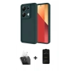 MARSİLYAN™- Redmi Note 13 Pro 4G Kılıf Yankı Yansıma Özel Seri - Siyah 6D Antistatik Mat Seramik Hayalet Nano Ekran Koruyucu + Kamera Lens Koruma Cam - SF