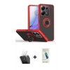 MARSİLYAN™- Redmi Note 13 Pro 4G Kılıf Yörünge Çizgi - Şeffaf Pasifik Cam Ekran Koruyucu + Kamera Lens Koruma Cam - SF
