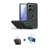 MARSİLYAN™- Redmi Note 13 Pro 4G Kılıf Yörünge Çizgi - Siyah 3D Antistatik Cam Ekran Koruyucu + Kamera Lens Koruma Cam - SF