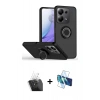 MARSİLYAN™- Redmi Note 13 Pro 4G Kılıf Yörünge Çizgi - Siyah 3D Antistatik Cam Ekran Koruyucu + Kamera Lens Koruma Cam - SF