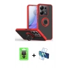 MARSİLYAN™- Redmi Note 13 Pro 4G Kılıf Yörünge Çizgi - Siyah 3D Antistatik Seramik Nano Ekran Koruyucu + Raze Metal Kamera Lens - SH