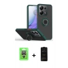 MARSİLYAN™- Redmi Note 13 Pro 4G Kılıf Yörünge Çizgi - Siyah 6D Antistatik Mat Seramik Hayalet Nano Ekran Koruyucu + Raze Metal Kamera Lens - GS