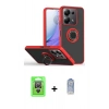 MARSİLYAN™- Redmi Note 13 Pro 4G Kılıf Yörünge Çizgi - Siyah Joko Magic 5D Cam + Raze Metal Kamera Lens - GS