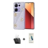 MARSİLYAN™- Redmi Note 13 Pro 4G Kılıf Yörünge Form - Şeffaf Pasifik Cam Ekran Koruyucu + Kamera Lens Koruma Cam - SF