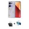 MARSİLYAN™- Redmi Note 13 Pro 4G Kılıf Yörünge Form - Siyah 3D Antistatik Cam Ekran Koruyucu + Kamera Lens Koruma Cam - SF