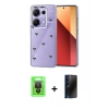 MARSİLYAN™- Redmi Note 13 Pro 4G Kılıf Yörünge Form - Siyah 3D Antistatik Hayalet Cam Ekran Koruyucu + Raze Metal Kamera Lens - SH