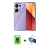 MARSİLYAN™- Redmi Note 13 Pro 4G Kılıf Yörünge Form - Siyah 3D Antistatik Seramik Nano Ekran Koruyucu + Raze Metal Kamera Lens - SH