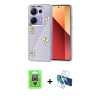 MARSİLYAN™- Redmi Note 13 Pro 4G Kılıf Yörünge Form - Siyah 3D Antistatik Seramik Nano Ekran Koruyucu + Raze Metal Kamera Lens - GS