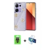 MARSİLYAN™- Redmi Note 13 Pro 4G Kılıf Yörünge Form - Siyah 3D Antistatik Seramik Nano Ekran Koruyucu + Raze Metal Kamera Lens - SH