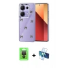 MARSİLYAN™- Redmi Note 13 Pro 4G Kılıf Yörünge Form - Siyah 3D Antistatik Seramik Nano Ekran Koruyucu + Raze Metal Kamera Lens - SH