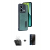 MARSİLYAN™- Redmi Note 13 Pro 4G Kılıf Yörünge Işık Serisi - Siyah 3D Antistatik Hayalet Cam Ekran Koruyucu + Kamera Lens Koruma Cam - SF