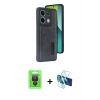 MARSİLYAN™- Redmi Note 13 Pro 4G Kılıf Yörünge Işık Serisi - Siyah 3D Antistatik Seramik Nano Ekran Koruyucu + Raze Metal Kamera Lens - SH