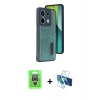 MARSİLYAN™- Redmi Note 13 Pro 4G Kılıf Yörünge Işık Serisi - Siyah 3D Antistatik Seramik Nano Ekran Koruyucu + Gümüş Raze Metal Kamera Lens