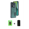 MARSİLYAN™- Redmi Note 13 Pro 4G Kılıf Yörünge Işık Serisi - Siyah 6D Antistatik Mat Seramik Hayalet Nano Ekran Koruyucu + Raze Metal Kamera Lens - SH