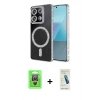 MARSİLYAN™- Redmi Note 13 Pro 4G Kılıf Zirve Doku Prime - Şeffaf Pasifik Cam Ekran Koruyucu + Raze Metal Kamera Lens - GS