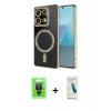 MARSİLYAN™- Redmi Note 13 Pro 4G Kılıf Zirve Doku Prime - Şeffaf Pasifik Cam Ekran Koruyucu + Raze Metal Kamera Lens - SH