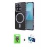 MARSİLYAN™- Redmi Note 13 Pro 4G Kılıf Zirve Doku Prime - Siyah 3D Antistatik Cam Ekran Koruyucu + Raze Metal Kamera Lens - GS