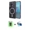 MARSİLYAN™- Redmi Note 13 Pro 4G Kılıf Zirve Doku Prime - Siyah 3D Antistatik Cam Ekran Koruyucu + Raze Metal Kamera Lens - SH