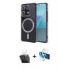 MARSİLYAN™- Redmi Note 13 Pro 4G Kılıf Zirve Doku Prime - Siyah 3D Antistatik Cam Ekran Koruyucu + Şeffaf Kamera Lens Koruma Cam