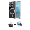 MARSİLYAN™- Redmi Note 13 Pro 4G Kılıf Zirve Doku Prime - Siyah 3D Antistatik Cam Ekran Koruyucu + Şeffaf Kamera Lens Koruma Cam