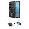 MARSİLYAN™- Redmi Note 13 Pro 4G Kılıf Zirve Doku Prime - Siyah 3D Antistatik Cam Ekran Koruyucu + Şeffaf Kamera Lens Koruma Cam