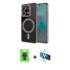 MARSİLYAN™- Redmi Note 13 Pro 4G Kılıf Zirve Doku Prime - Siyah 3D Antistatik Seramik Nano Ekran Koruyucu + Raze Metal Kamera Lens - SH