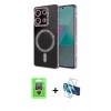 MARSİLYAN™- Redmi Note 13 Pro 4G Kılıf Zirve Doku Prime - Siyah 3D Antistatik Seramik Nano Ekran Koruyucu + Raze Metal Kamera Lens - GS