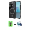 MARSİLYAN™- Redmi Note 13 Pro 4G Kılıf Zirve Doku Prime - Siyah 3D Antistatik Seramik Nano Ekran Koruyucu + Raze Metal Kamera Lens - SH