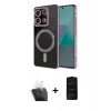 MARSİLYAN™- Redmi Note 13 Pro 4G Kılıf Zirve Doku Prime - Siyah 6D Antistatik Mat Seramik Hayalet Nano Ekran Koruyucu + Kamera Lens Koruma Cam - SF