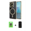 MARSİLYAN™- Redmi Note 13 Pro 4G Kılıf Zirve Doku Prime - Siyah 6D Antistatik Mat Seramik Hayalet Nano Ekran Koruyucu + Raze Metal Kamera Lens - GS