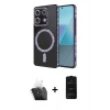 MARSİLYAN™- Redmi Note 13 Pro 4G Kılıf Zirve Doku Prime - Siyah 6D Antistatik Mat Seramik Hayalet Nano Ekran Koruyucu + Kamera Lens Koruma Cam - SF