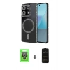 MARSİLYAN™- Redmi Note 13 Pro 4G Kılıf Zirve Doku Prime - Siyah 6D Antistatik Mat Seramik Hayalet Nano Ekran Koruyucu + Raze Metal Kamera Lens - GS